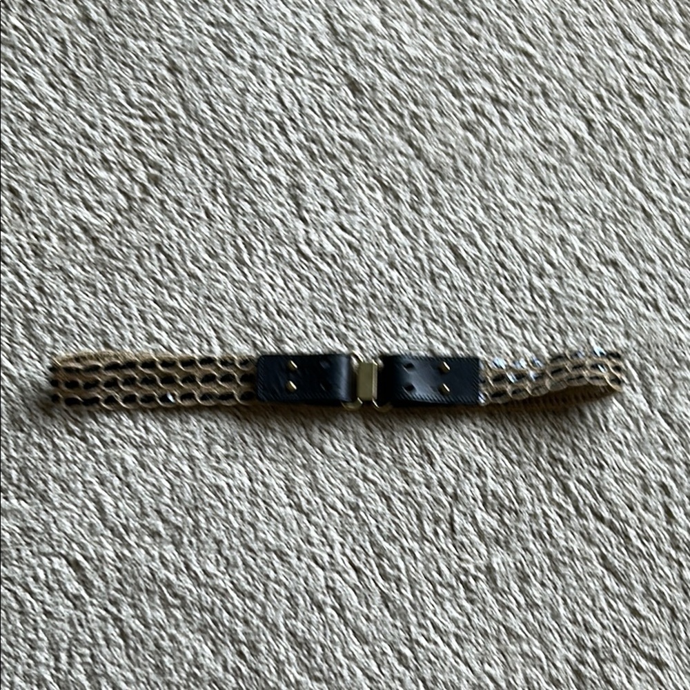 J Crew Jute & Leather Belt Sequin Accents Brass Hardware - Size MEDIUM - Picture 12 of 12